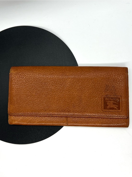 Burberry Other - Vintage Burberrys Brown Leather Continental Long Wallet Nova Check England